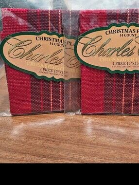 Charles Craft Christmas Plaid Cross Stitch 14 Count Aida Cloth Size 15x15 New